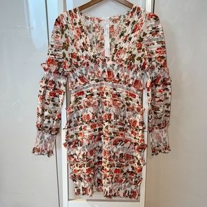 long sleeve floral midi dress
